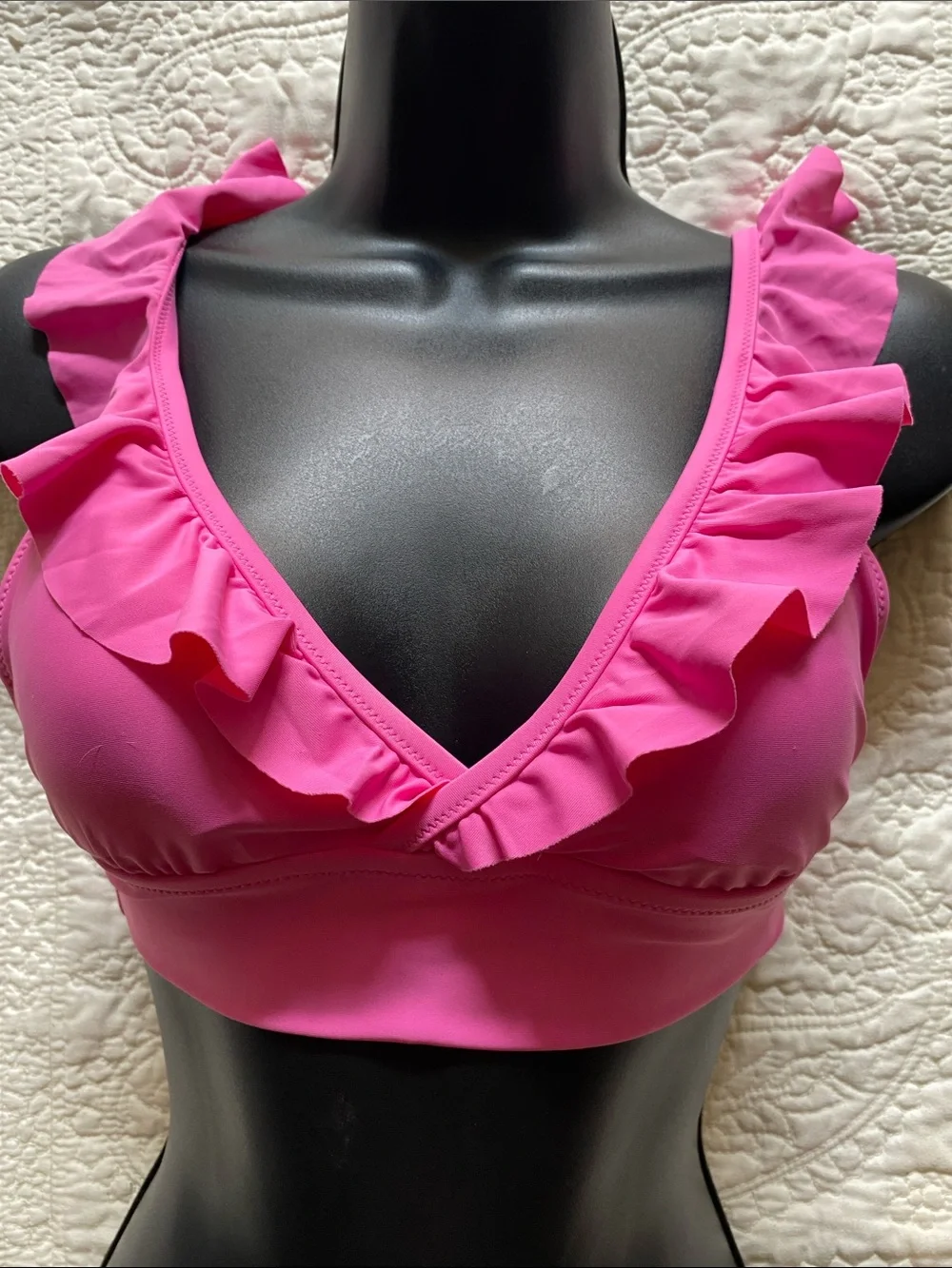 aerie  Mix and Match Pink Ruffle V-Neck Bikini Top XS